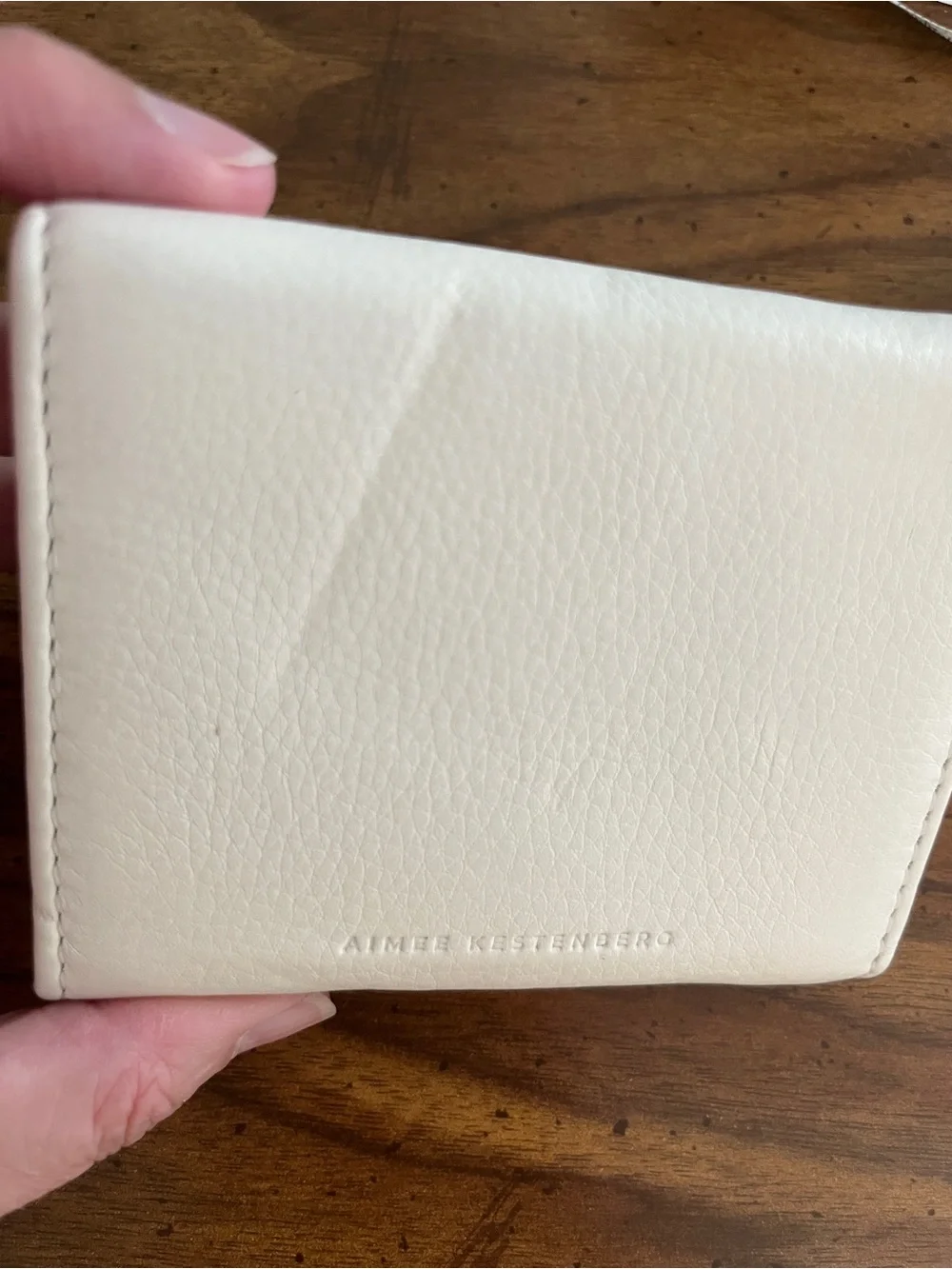 AIMEE KESTENBERG Zip It Up Tri-Fold Wallet Vanilla Ice Leather NWT
